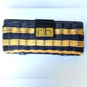 J. Crew | Wicker Clutch | Navy Natural